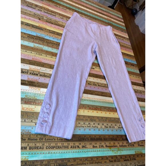 J.Jill XS Light Pink LINEN Blend Stretch Button Detail Slim Pants Boho Career - Picture 6 of 13